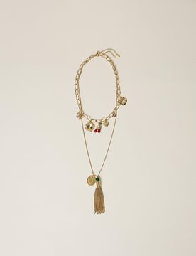Parure de colliers avec charms et pompon