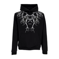 Felpa Leggera Cappuccio Uomo Embroidery Lightning Hoodie Black/grey
