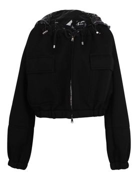 Giacca Cropped Con Cappuccio In Vinile