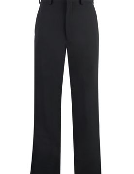 Technical Fabric Pants with Leather Detailing and Extendable Side Zippers