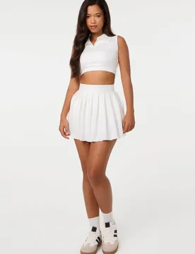 Women's White Collar Active Crop Top Size: Large - White - Size: L - Pink Vanilla - FashionsVida