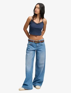 Superdry Damen Mid Rise Baggy Jeans Blue - Größe: 28/32 - 64.99 - FashionsVida