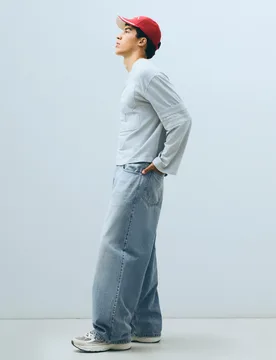 Jeans Super Baggy Fit 32 Bleu Lavé - Bershka - FashionsVida