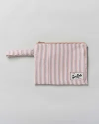 Pochette Pareasy Stripes a righe bianche e beige in cotone