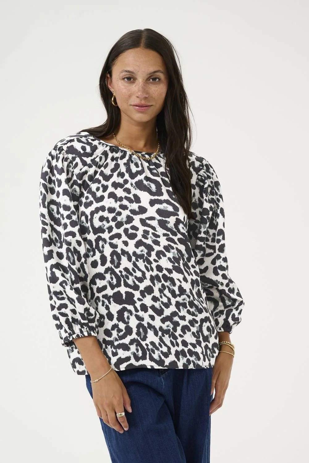 KAroxy Blouse Round Neck 3/4 Sleeve - Black - Size: 10 - Kaffe - FashionsVida