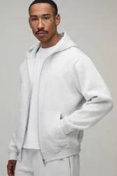 Herren Basic Regular Zip-Through Hoodie Sweatshirt Grey Marl Größe XL