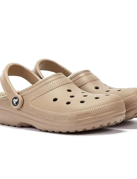 Unisex Classic Lined Clog Mushroom/bone Sandals - Beige - Size Uk 10 - Crocs - FashionsVida