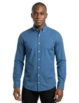 Camicia A Maniche Lunghe Ess Gmt Dyed Oxford Eton Blue 2XL - Hackett - FashionsVida