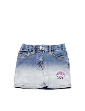 Gonna in denim con ricamo fiore
