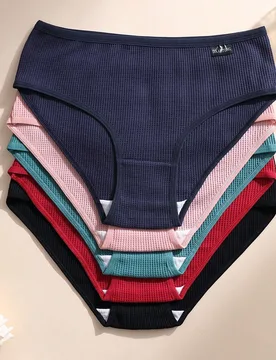 Piezas de bragas de algodón a cuadros de cintura baja para mujeres: ropa interior suave, transpirable y elástica adecuada para yoga y uso diario - Shein - FashionsVida