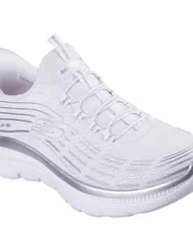 Scarpe Senza Lacci Summits Plus Soft Luster White Mesh / Silver Trim EU 36