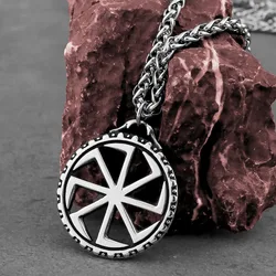 Vikingslavic Rune Necklace Stainless Steel Men's Hollow Hip Hop Biker Pendant Necklace Punk Fashion Vintage Jewelry Wholesale