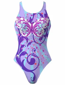 Butterfly Stars Pro Resist Swimsuit Purple 5XL Women - TURBO - FashionsVida