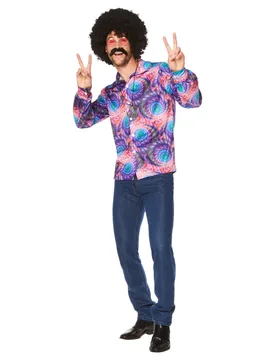 Disco-Herrenhemd Hippie-Partyhemd lila-bunt - KARNEVAL-MEGASTORE - FashionsVida