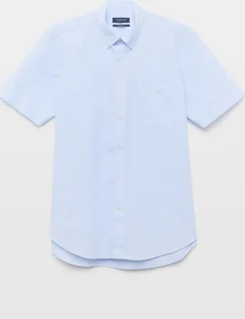 Camisa de hombre manga corta de algodón lisa - Dustin - FashionsVida