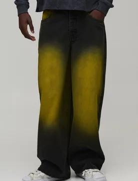 Herren Weite Grün Getönte Jeans Hosen Black Größe 36S - boohooMAN - FashionsVida
