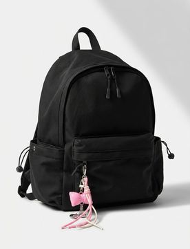 Zaino in nylon con portachiavi - nero