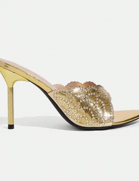 Tacones altos elegantes de metal para mujer - Un diseño delicado con rhinestones y un diseño de slip-on, perfecto para fiestas y eventos formales, s - Shein - FashionsVida