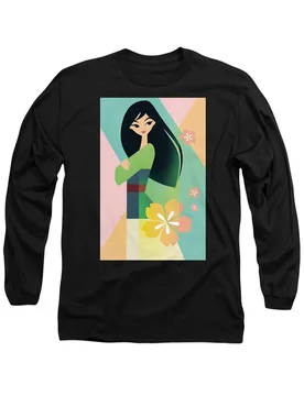 Unisex Mulan Simplistic Illustration Long Sleeve T-Shirt, Black Size: Small - Black - Size: S - Disney - FashionsVida