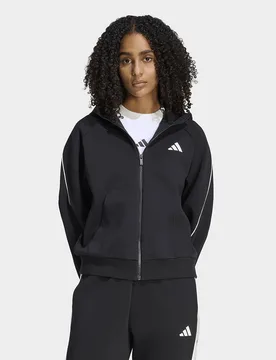 Womens Felpa Con Cappuccio Con Zip Integrale Stadium Logo Piccolo - Nero, nero nero Donna taglia 2XS - Adidas - FashionsVida