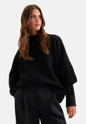 Boxy Rollkragenpullover aus Wolle und Kaschmir Schwarz L