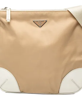 Leather Trimmed Tessuto Zip Top Crossbody - Prada - FashionsVida