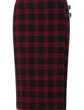 Checkered Plaid Midi Skirt with Side Zip