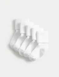 Pack Cotton Rich Baby Socks (0-2 Yrs) White unisex