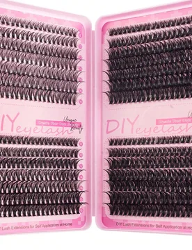 Piezas de racimos de pestañas postizas 30D/40D/60D/80D extensión de pestañas DIY de visón sintético - Racimos de pestañas postizas premium con r - Shein - FashionsVida