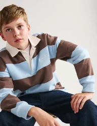Pure Cotton Striped Rugby Sweatshirt (6-16 Yrs) Brown Mix male