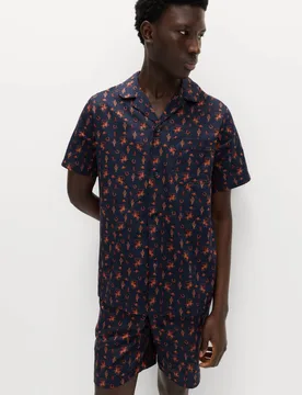 Pure Cotton Cowboy Print Pyjama Set Rust Mix male - M&S - FashionsVida
