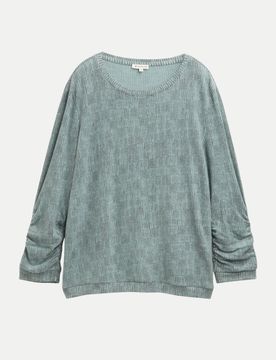 Langarmshirt mit Print Blau L