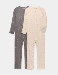 Pack Adaptive Pure Cotton Full Opening Sleepsuits (7lbs - 16 Yrs) Charcoal Mix unisex