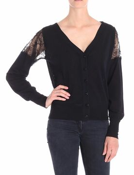 Fuzzi Cardigan nero con pizzo