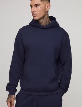 Herren Tall Basic Regular Fit Kapuzenpullover zum Überziehen Navy Größe Medium - boohooMAN - FashionsVida