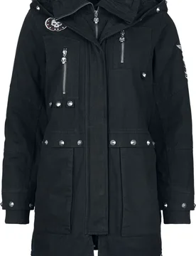 Rock Winterjacke - Winter Jacket With Rounded Pyramid Studs - S bis XXL - für Damen - Größe M - schwarz - Frauen - female - Rock Rebel by EMP - FashionsVida