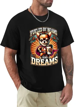 Chihuahua Charge: Fueled by Beans and Dreams T-Shirt vintage clothes luxury t-shirt sweat shirts, men - Aliexpress - FashionsVida