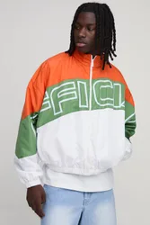 Men's Oversized Official Colour Block Sports Jacket Orange Size Large Orange L
