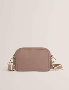 Leather Double Zip Cross Body Bag Taupe female - Ted baker - FashionsVida