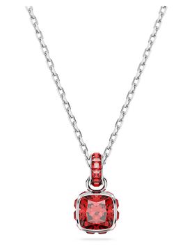 Pendente Birthstone, Taglio squadrato, Luglio, Rosso, Placcato rodio OS