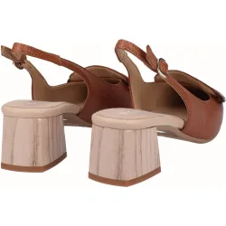 Zapatos de salón de mujer de piel destalonados con hebilla