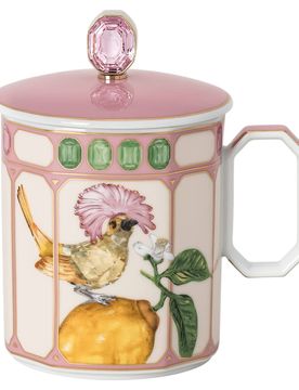 Idyllia Tasse, Porzellan, Kristallines Printmotiv, Kronenbekarde, Rosa Unisex OS