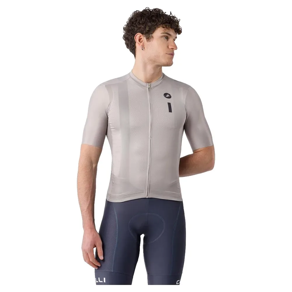 Maglia A Maniche Corte Drittone Logo Clay / Belgian Blue - Castelli - FashionsVida