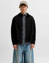 Pure Cotton Twill Overshirt Black male
