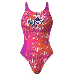 Multi Triahtlon Swimsuit Orange / Pink 2XL Women