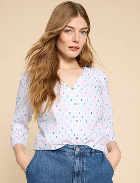 Organic Rae Cotton Top - Ivory - White stuff - FashionsVida