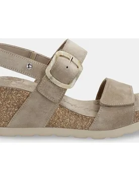 Sandalias de cuña de mujer en velour con forro de piel - Panama Jack - FashionsVida