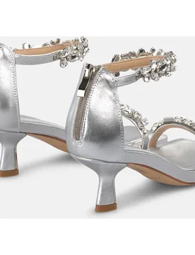 Sandalias de tacón de mujer efecto metalizado con detalle de pedrería - Alma en Pena - FashionsVida