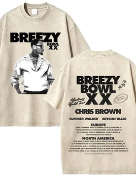 Rapper Chris Brown Breezy Bowl XX Tour Vintage Acid Washed T-shirt Men Hip Hop Fashion Pop Music T Shirts Casual Cotton T-shirts - Aliexpress - FashionsVida
