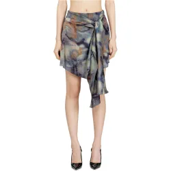 Falda-pantalón de mujer anudada de satén estampada